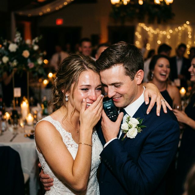 Hochzeitspaar hört Song